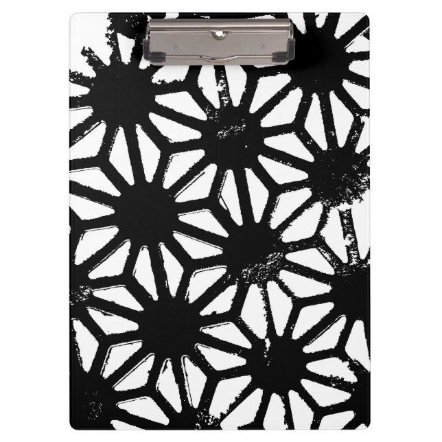 Schwarzes geometrisches Muster Klemmbrett (Vorderseite)
