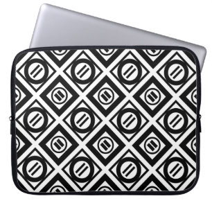 Schwarzes geometrisches Muster mit gleicher Zeiche Laptopschutzhülle