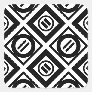 Schwarzes geometrisches Muster mit gleicher Zeiche Quadratischer Aufkleber