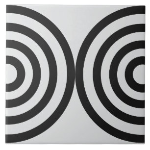 Schwarzes geometrisches Muster Mitte des Jahrhunde Fliese