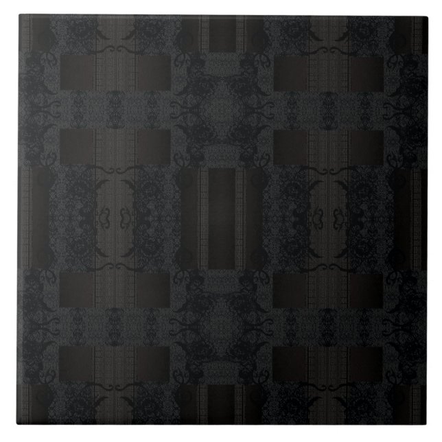 Schwarzes geometrisches Muster – modernes minimali Fliese (Vorderseite)