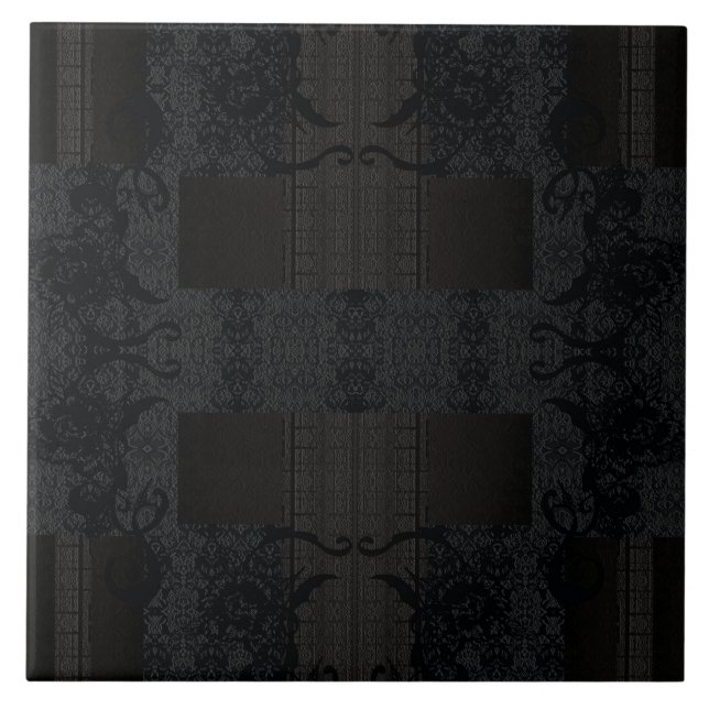 Schwarzes geometrisches Muster – modernes minimali Fliese (Vorderseite)