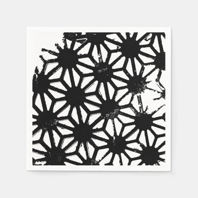 Schwarzes geometrisches Muster Serviette (Vorderseite)