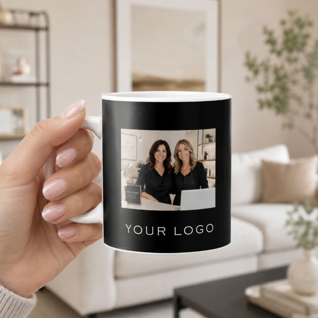 Schwarzes Geschäftlogo rechteckiges Foto Kaffeetasse (Von Creator hochgeladen)