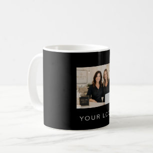 Schwarzes Geschäftlogo rechteckiges Foto Kaffeetasse