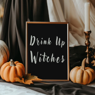 Schwarzes Getränk rauf, Hexen Halloween Getränkest Poster
