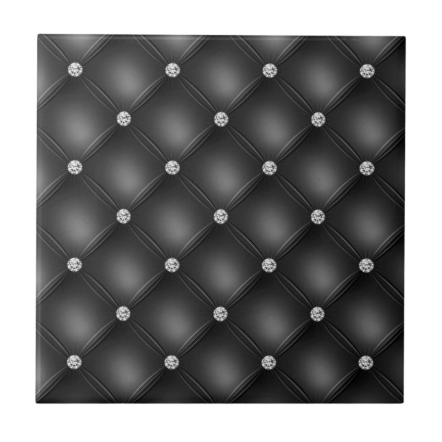 Schwarzes getuftes kleines Quadrat Dekorationsmust Fliese (Vorderseite)