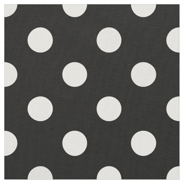 Schwarzes Gewebe mit weißem Polka-Punktmuster Stoff (Nahaufnahme)
