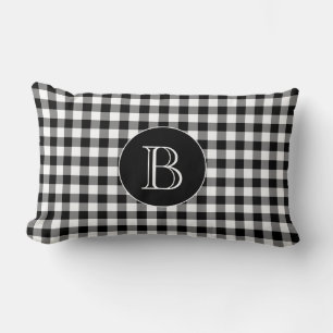 Schwarzes Gingham-Muster-Gewohnheits-Monogramm Lendenkissen