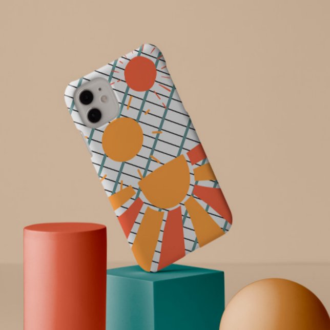 Schwarzes Gitter Retro Rot orangefarbener Sonnenun Case-Mate iPhone Hülle (Von Creator hochgeladen)