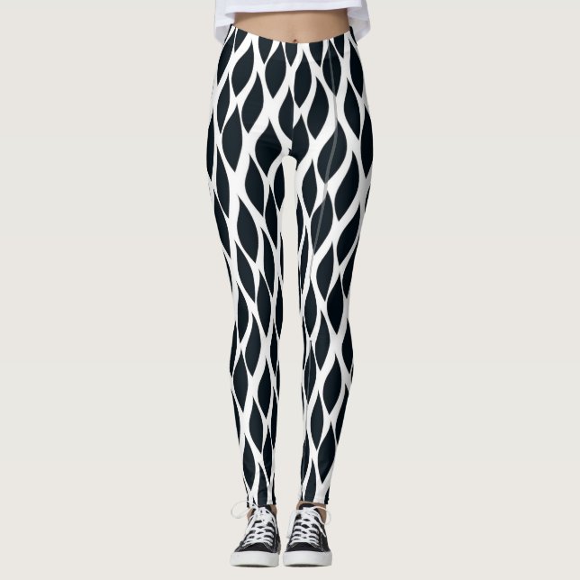 Schwarzes Gittermuster Leggings (Vorderseite)
