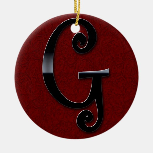 Schwarzes Glanz-Monogramm - G Keramikornament (Vorne)
