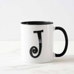Schwarzes Glanz-Monogramm - J Tasse