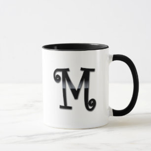 Schwarzes Glanz-Monogramm - M Tasse
