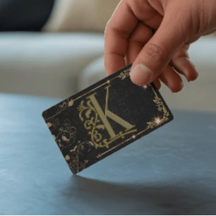 Schwarzes Glanzgold-Buchstaben-Monogramm Visitenkarte