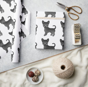 Schwarzes glatthaariges Chihuahua süßes Hundemuste Geschenkpapier