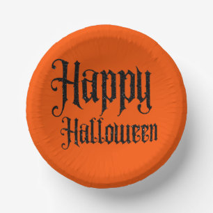 Schwarzes Glitter Frohes Halloween Pappteller