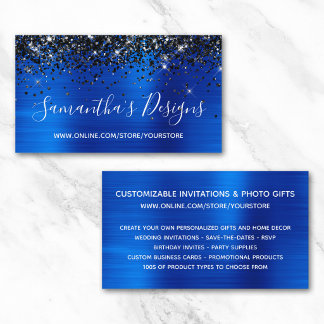 Schwarzes Glitter Königlich Blau Folie Online-Shop Visitenkarte