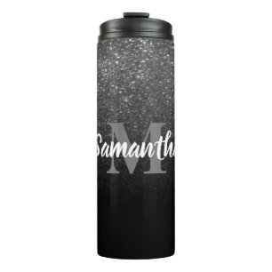 Schwarzes Glitzer-Muster Thermosbecher
