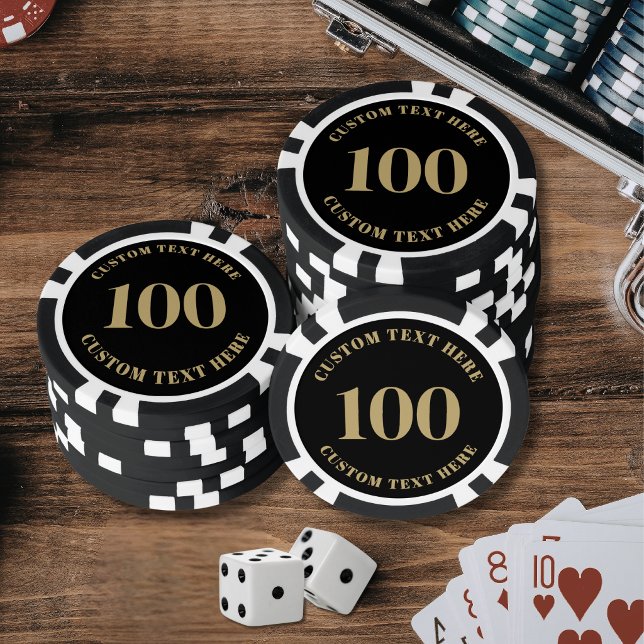 Schwarzes Gold 100 nummeriert Pokerchips (Black Gold 100 Numbered Poker Chips)