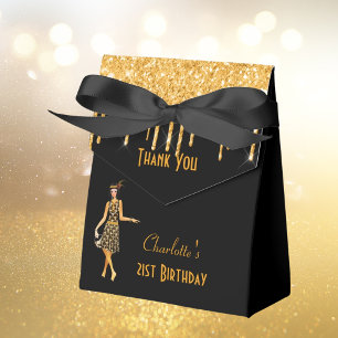 Schwarzes Gold 1920er Art Deco Glitter Gatsby Gebu Geschenkschachtel