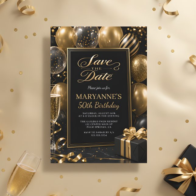 Schwarzes Gold 50. Geburtstag Save The Date (Von Creator hochgeladen)