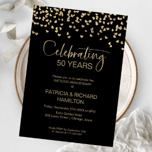 Schwarzes Gold 50. Hochzeitstag Einladung