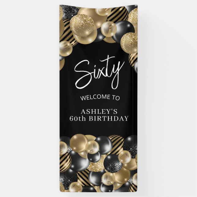 Schwarzes Gold 60. Geburtstag Tür Banner (Vertikal)
