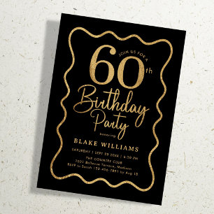 Schwarzes Gold 60. Geburtstag Wellenrand Einladung