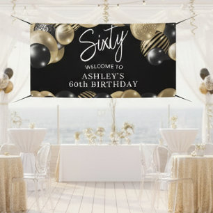 Schwarzes Gold 60. Geburtstags-Willkommen Banner