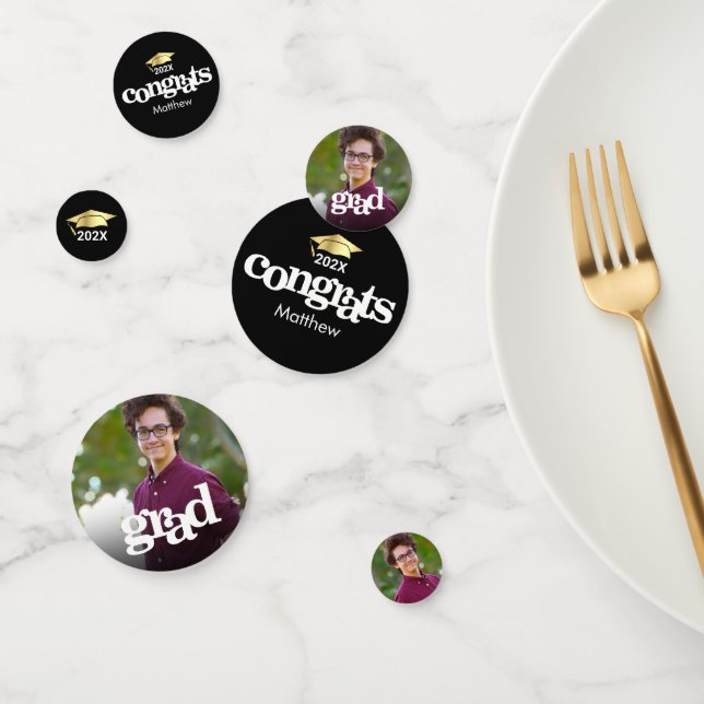 Schwarzes Gold Abschluss 3 Foto fett formatierte T Konfetti (Gruppe)