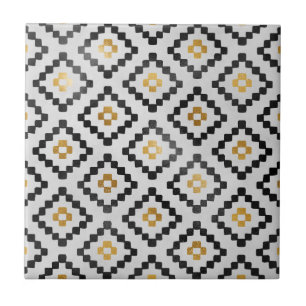 Schwarzes Gold abstrakt geometrisches Diamantmuste Fliese