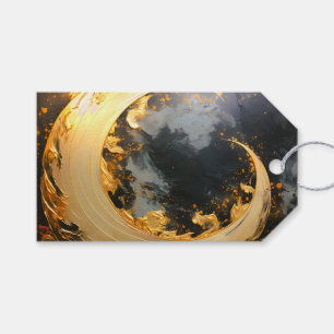 Schwarzes Gold Abstrakt Wirbel Modern Mond Geschenkanhänger