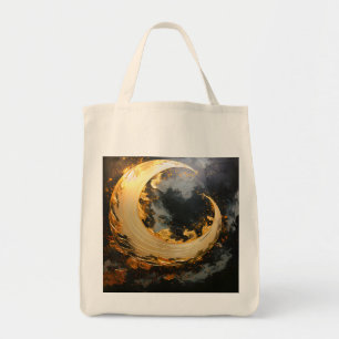 Schwarzes Gold Abstrakt Wirbel Modern Mond Tragetasche