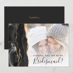 Schwarzes Gold-Achat-Foto-Brautjungfer-Vorschlag