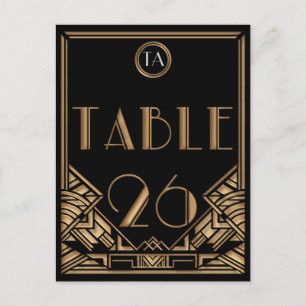 Schwarzes Gold Art Deco Gatsby Stil Tisch Nummer 2 Postkarte