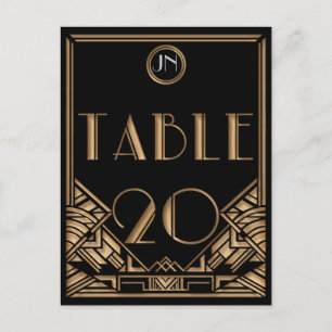 Schwarzes Gold Art Deco Gatsby Stil Tisch Nummer 2 Postkarte