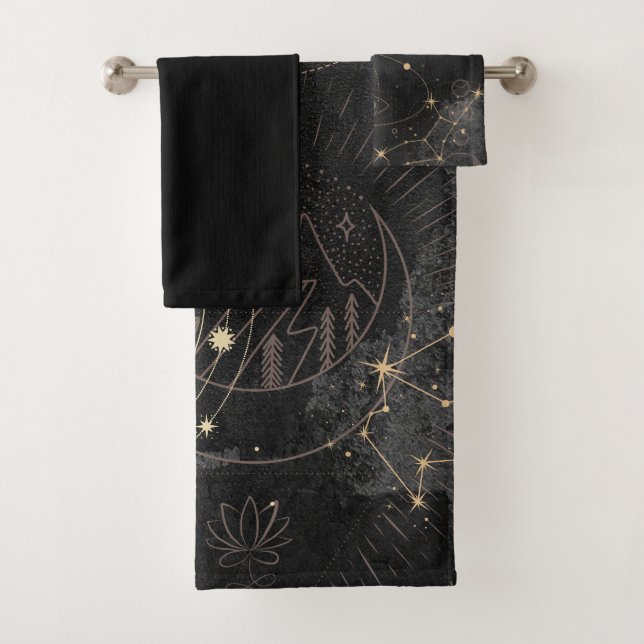 Schwarzes Gold Astrologisches Muster Badhandtuch Set (Insitu)