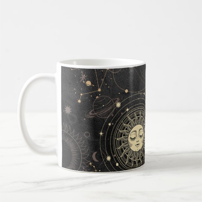 Schwarzes Gold Astrologisches Muster Kaffeetasse (Links)