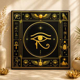 Schwarzes Gold Auge des Horus Ägyptisches Symbol D Fliese