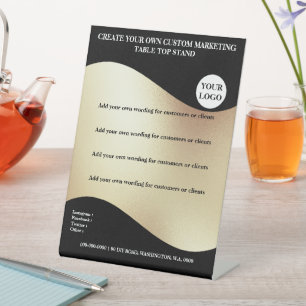 Schwarzes Gold Banner mit Logo-Desktop-Büro 6x8 Sockelschild