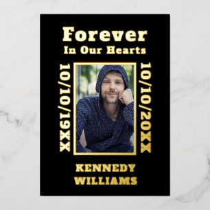 Schwarzes Gold Benutzerdefiniertes Foto Für immer  Folieneinladung