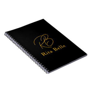 Schwarzes Gold Benutzername Elegantes Spiralheft Notizblock