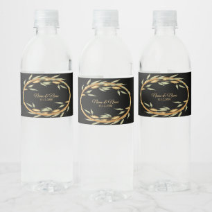 Schwarzes Gold Blätter Wasserflaschenetikett