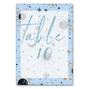 Schwarzes Gold Blau Sonne Mond Sterne Hochzeit Tischnummer