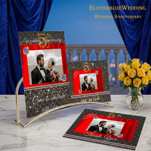Schwarzes Gold & Blauer Saphir 5. Hochzeitstag Einladung