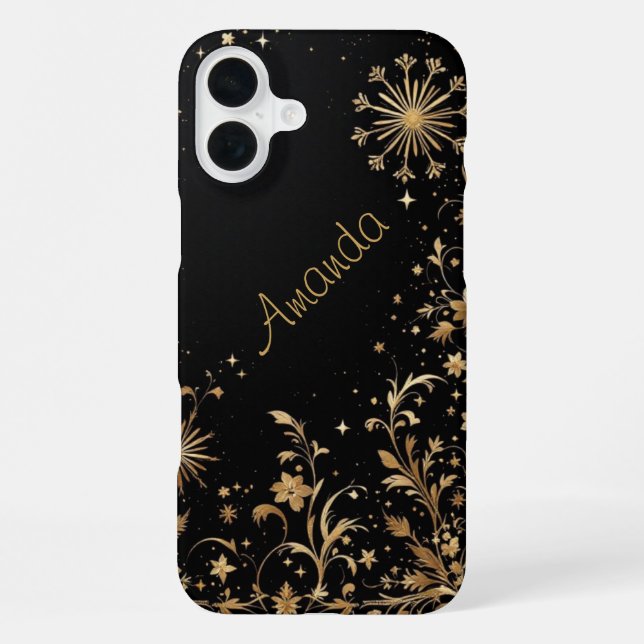 Schwarzes Gold Blüht iPhone Hülle (Rückseite)