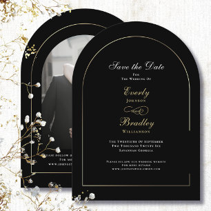 Schwarzes Gold Bogen Weiß Save-the-Date-Hochzeit Einladung