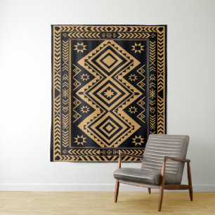 Schwarzes Gold Boho Abstracte Oberflächenstruktur Wandteppich