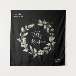 Schwarzes Gold Botanisches Sukkuläres Brautparty Wandteppich